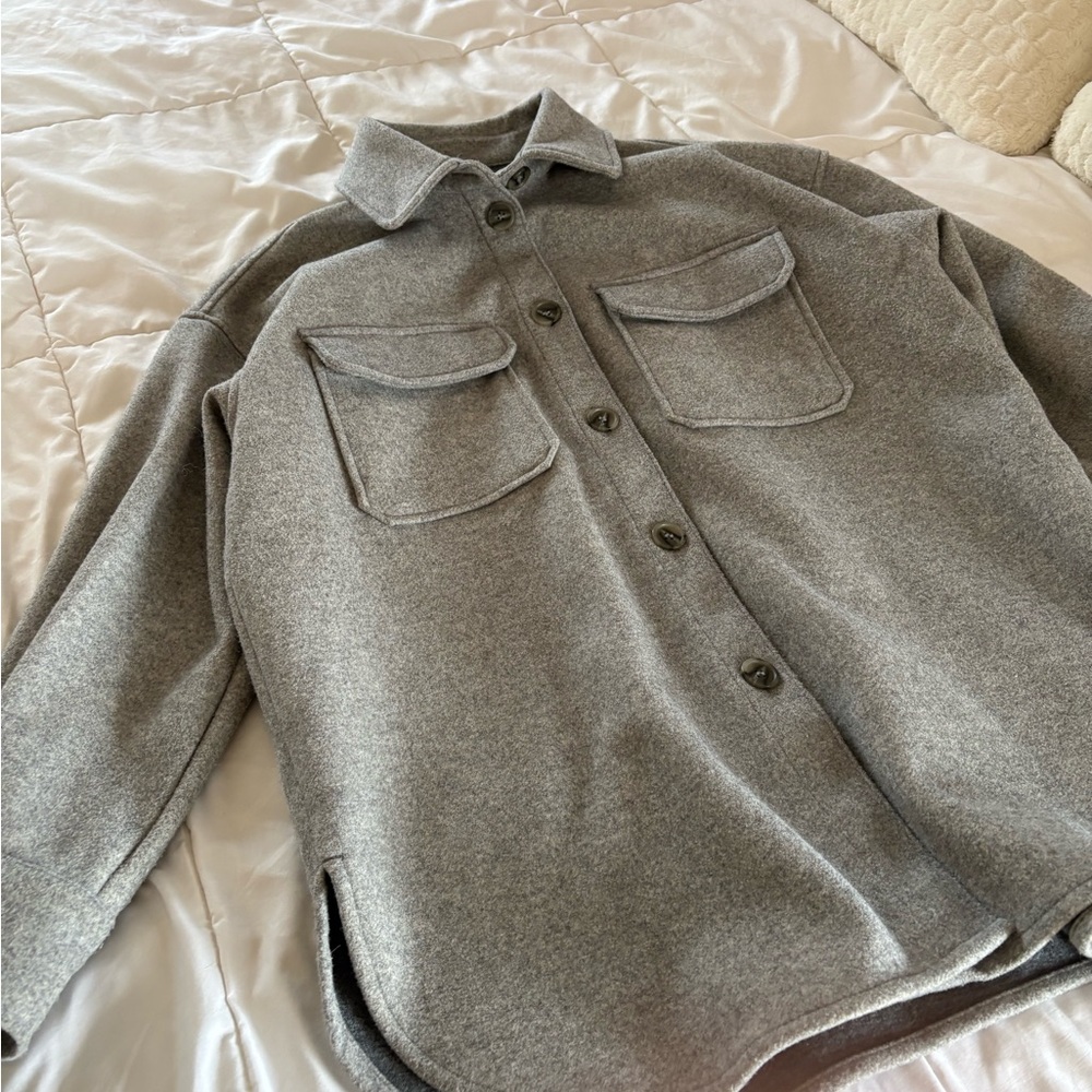 Oversized Gray Button Down Shacket | H&M